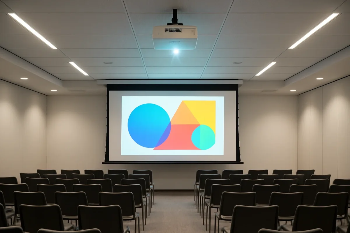 מערכות הקרנה למוסדות — מערכת מקרן לייזר מקצועית באולם כנסים מוסדי